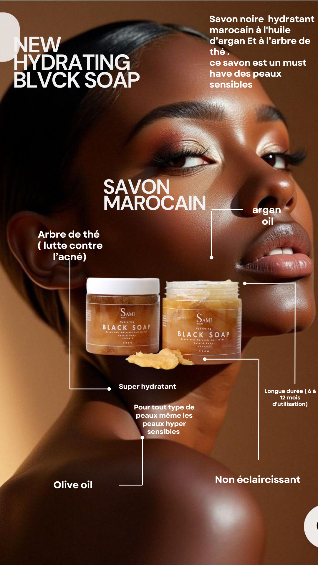 Savon noire visage marocain